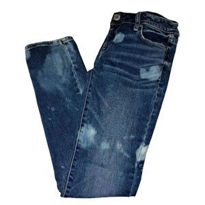American Eagle Women's 0 Short Blue Skinny Stretch Jeans 26X26 Custom Bleached